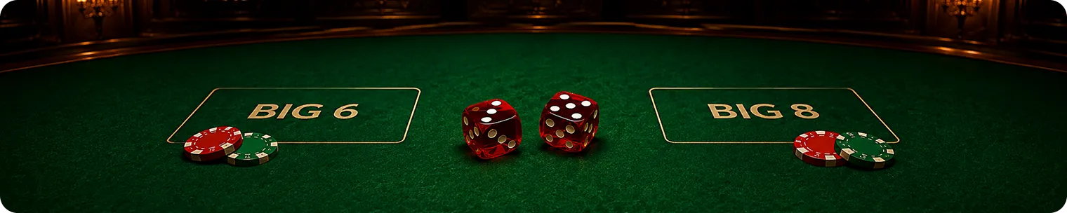 Big 6 and Big 8 craps bets with dice