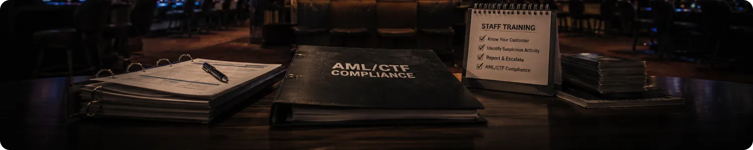 AML compliance materials inside a NSW club gaming room