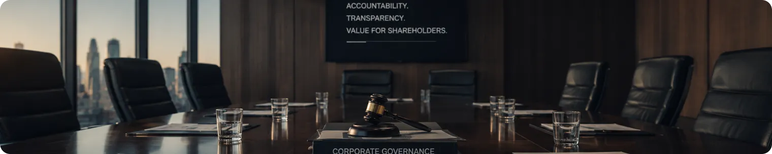 Governance documents in a boardroom