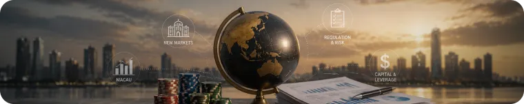 Global casino finance and risk concept