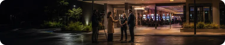 Interview outside pokies venue