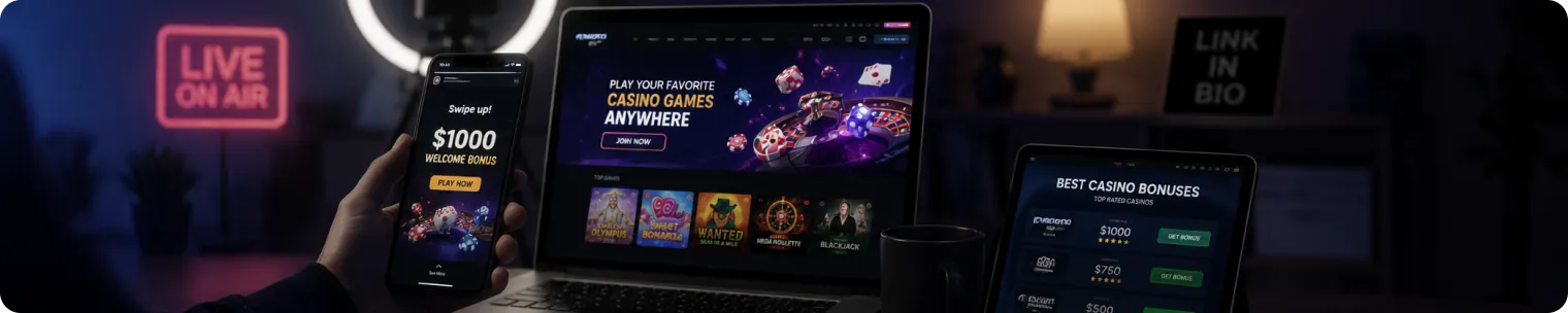 Casino influencer marketing setup