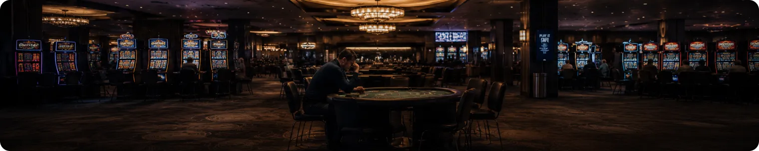 Quiet casino floor at night