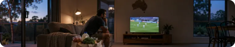 Australian living room with betting app and bills